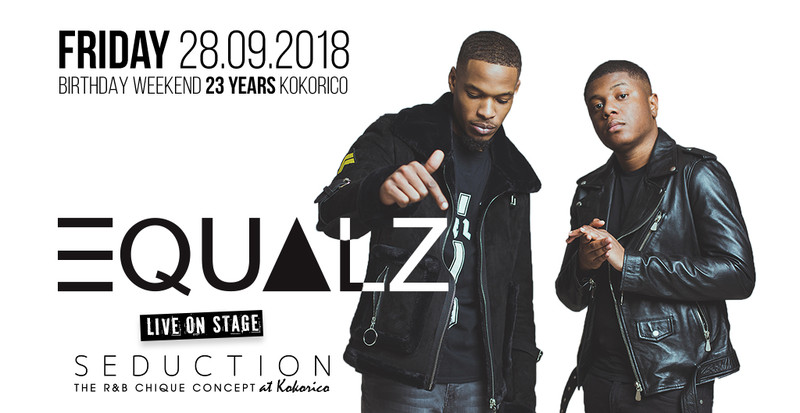 Flyer SEDUCTION - EQUALZ LIVE ON STAGE - 23 YEARS KOKORICO